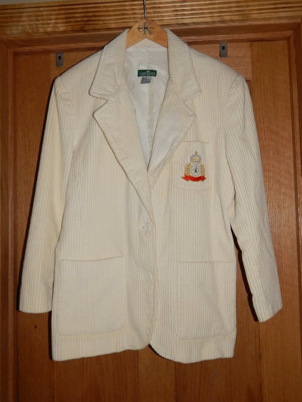 Vintage Women's Size Medium M Cabin Creek Corduroy Blazer Jacket With Crest